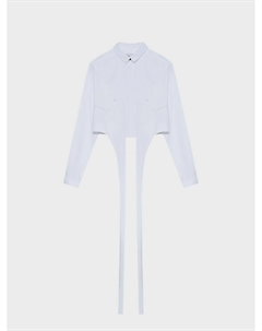 Рубашка кроп с длинными бортами, белая Miko