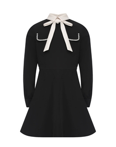 Платье с белым воротником, черное Elie saab