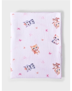 Плед из муслина с прнитом "Кошки" 120х120 см. Jan&sofie