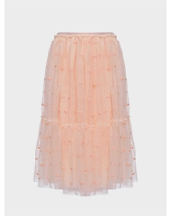 Юбка пышная из сатина с вышивкой сердцем, розовая Stella mccartney