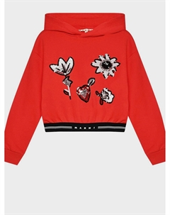 Толстовка-худи с цветами из пайеток, красная Marni