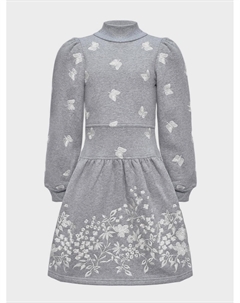 Трикотажное платье с вышивкой, серое Petite amalie