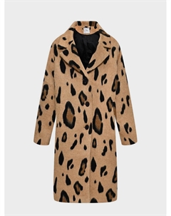 Драповое пальто с гепардовым принтом, бежевое Miko