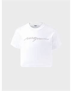 Футболка с лого из бисера Msgm