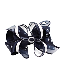 Синяя резинка-бант для волос в белый горох Tais