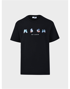 Футболка с разноцветным лого, черная Msgm