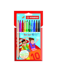 Набор двусторонних фломастеров Trio 2 в 1, 10 шт. Stabilo