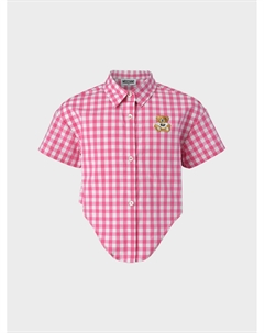 Рубашка в клетку с патчем "мишка" Moschino