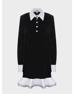 Бархатное платье с белым воротником, черное Aline