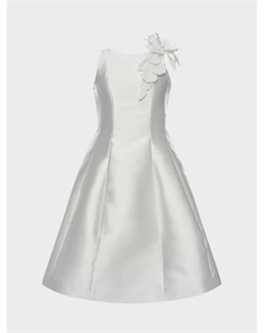 Платье атласное с цветами на плече, белое Monnalisa