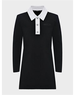 Платье с белым воротником, черное Balmain