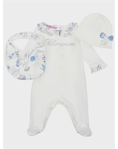 Комплект: комбинезон, шапка и слюнявчик, цветочный принт Miss blumarine