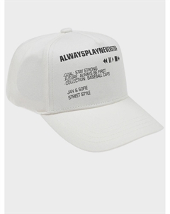 Белая кепка с принтом "Always play.Never stop" Jan&sofie