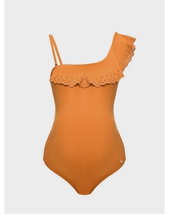 Купальник для беременных слитный волан с перфорацией, горчичный Cache coeur