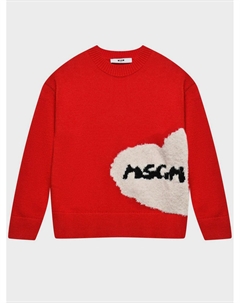 Джемпер с лого в сердце, красный Msgm