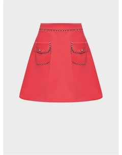 Юбка из крепа с накладными карманами, коралловая Elie saab