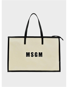 Сумка с черным кантом, бежевая Msgm