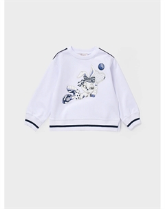 Белый свитшот с декором и синими лампасами Monnalisa