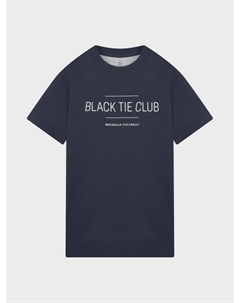 Синяя футболка с принтом "Black the club" Brunello cucinelli