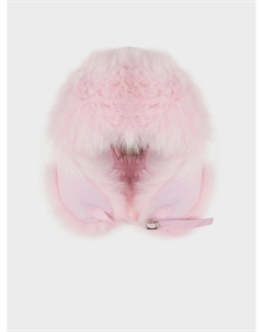 Шапка-ушанка с отделкой из меха лисы, розовая Yves salomon