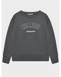 Свитшот в стразах с надписью "College" и лого Patrizia pepe