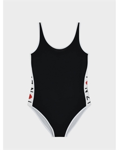 Купальник с белым полосами, черный No21