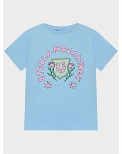 Футболка с розовым лого, голубая Stella mccartney