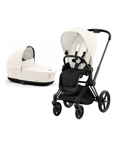 Детская коляска 2 в 1 Priam IV Off White, люлька Off White и шасси Matt Black Cybex
