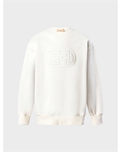 Свитшот с лого в тон, белый Elisabetta franchi