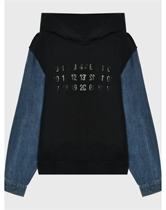 Толстовка-худи с джинсовыми рукавами Mm6