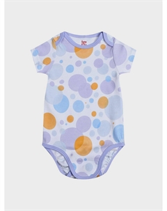 Боди с коротким рукавом и принтом разноцветных пузырей, сиреневый Tony tots