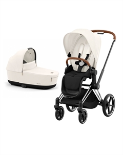 Детская коляска 2 в 1 Priam IV Off White, люлька Off White и шасси Chrome Brown Cybex