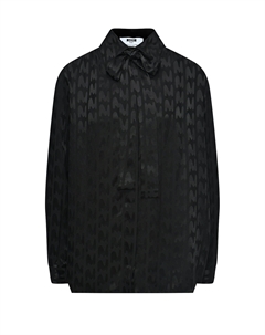 Блузка с жаккардовой монограммой, черная Msgm