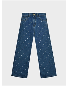 Джинсы со сплошным лого, синие Elisabetta franchi