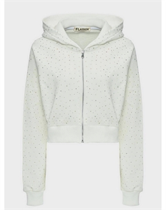 Куртка спортивная укороченная со стразами, белая Flashin'