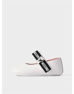 Белые пинетки из кожи Moschino