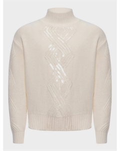 Джемпер с пайетками и геометрическим узором, белый Ermanno scervino