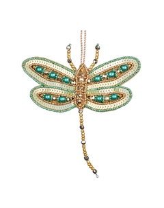 Елочная подвеска Стрекоза с орнаментами, зеленый, 13,5 см Goodwill