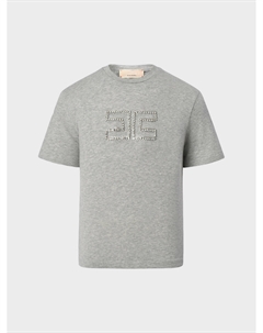 Футболка с лого из стразов, серая Elisabetta franchi