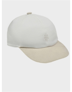 Бейсболка с бежевым козырьком, белая Eleventy