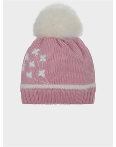Розовая шапка с белым меховым помпоном Catya