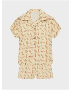 Пижама с принтом "коты", бежевая Amiki
