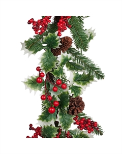 Гирлянда остролист/ягоды/шишки, 183 см Goodwill