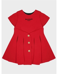 Платье с лого и золотыми пуговицами Balmain