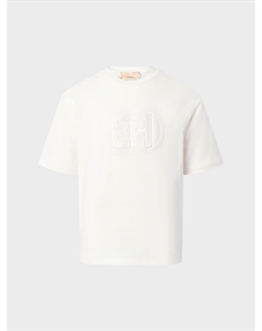 Футболка с рельефным лого в тон, белая Elisabetta franchi