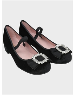 Черные бархатные туфли с бантами Pretty ballerinas