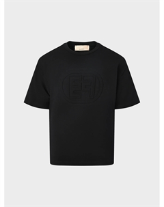 Футболка с рельефным лого, черная Elisabetta franchi