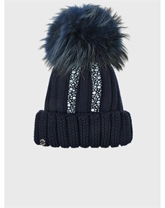 Темно-синяя шапка с полосками из страз Joli bebe