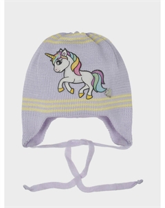 Лиловая шапка с принтом "единорог" Il trenino