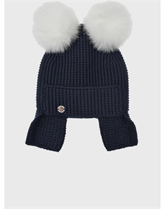 Темно-синяя шапка с белыми помпонами Joli bebe
